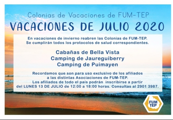 Colonias de Vacaciones de FUM-TEP: VACACIONES JULIO 2020